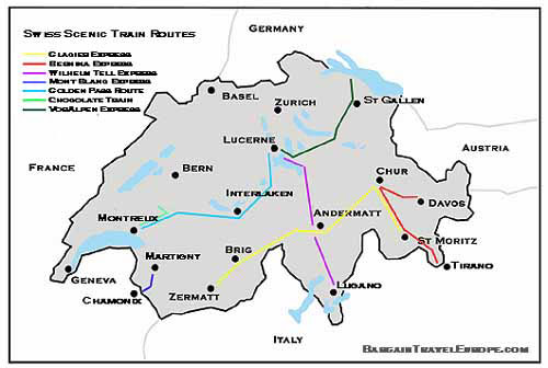 Swiss Scenic Rail Route Map