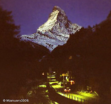 Matterhorn Mountain Zermatt at Night photo